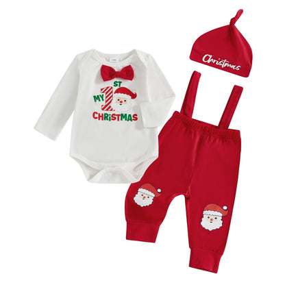 Set Bébé Spécial Noël – Body Illustré & Pantalon à Bretelles