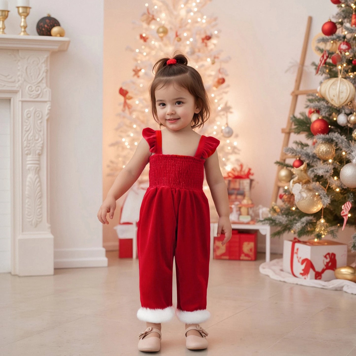 Salopette Noël Velours Rouge | Festive
