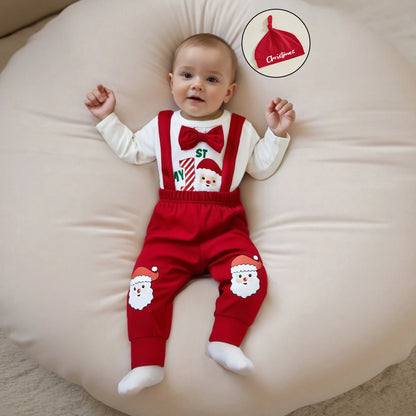 Set Bébé Spécial Noël – Body Illustré & Pantalon à Bretelles
