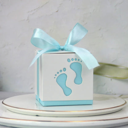 Boîtes Bonbons Empreintes Pieds Bébé Anniversaire Photo 10 Pcs