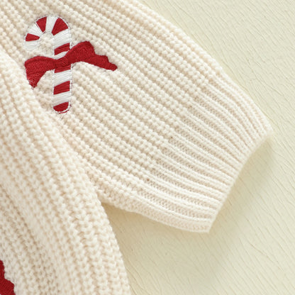 Pull de Noël Bébé en Tricot – Bonhomme Pain d'Épices & Sucreries Festives | Douceur