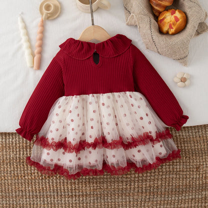 Robe Bébé Fille Noël "Cerise Enchantée" avec Cardigan Rouge Élégant | Festive