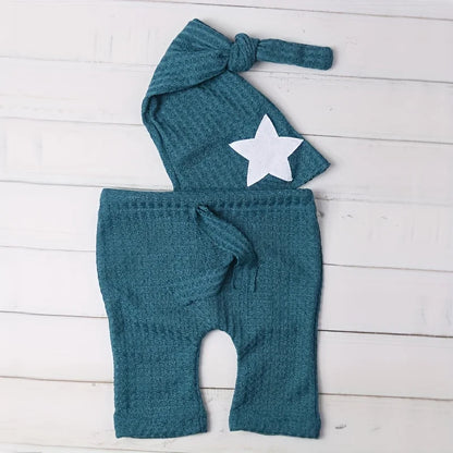 Ensemble photo nouveau-né étoile – Pantalon + bonnet à queue (2 pièces) | Féerique