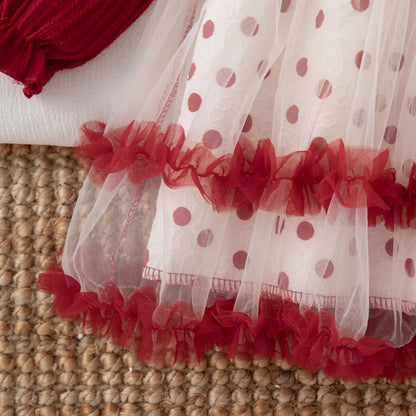 Robe Bébé Fille Noël "Cerise Enchantée" avec Cardigan Rouge Élégant | Festive