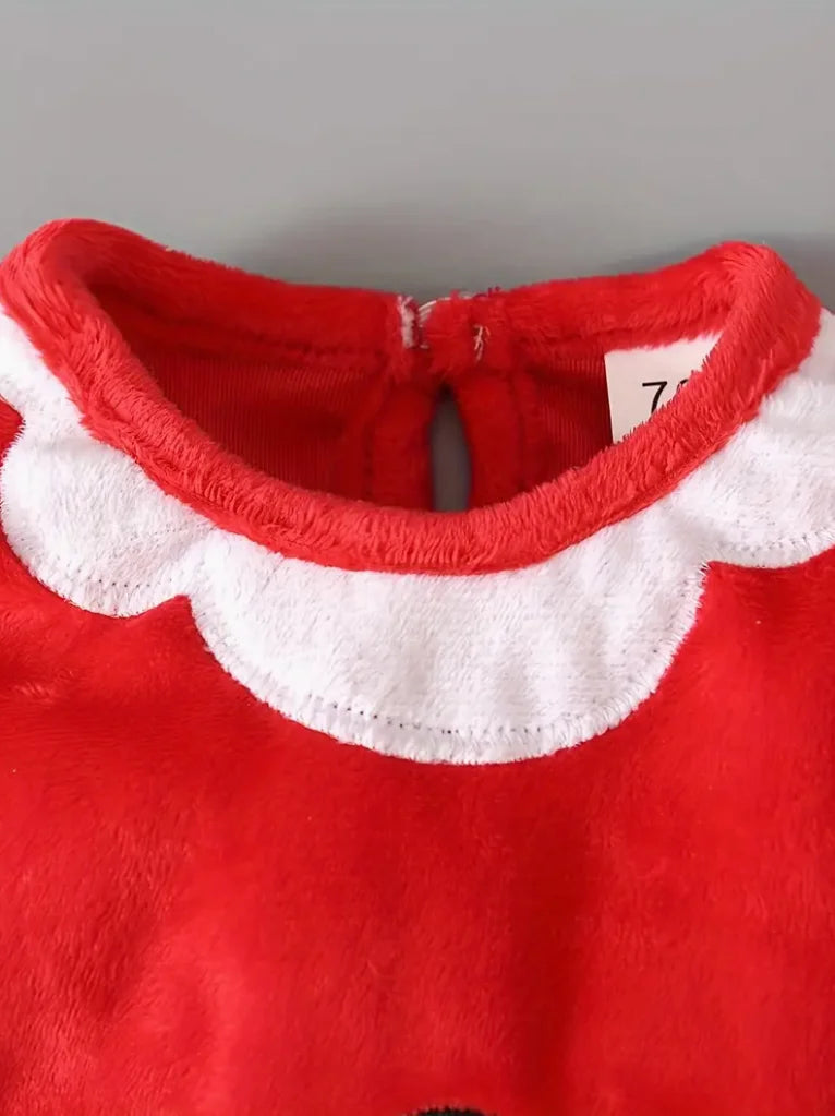 Ensemble Bébé Père Noël - Grenouillère Rouge Douce avec Bonnet | Festif