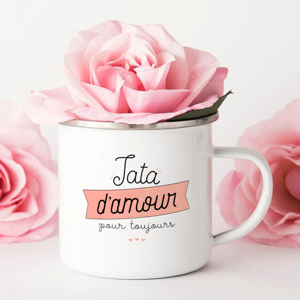 Mug émaillé « Tata d'amour pour toujours » | Vintage