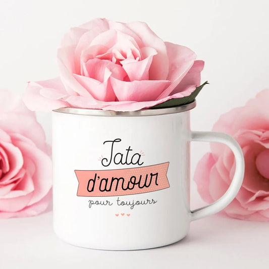 Mug émaillé « Tata d'amour pour toujours » | Vintage
