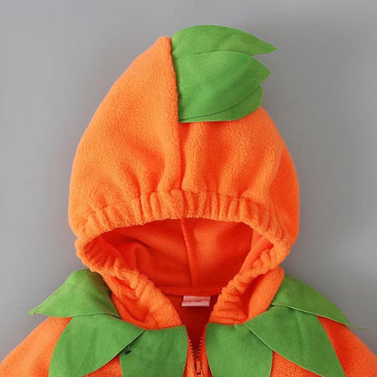 Grenouillère à Capuche Citrouille + Leggings Rayés