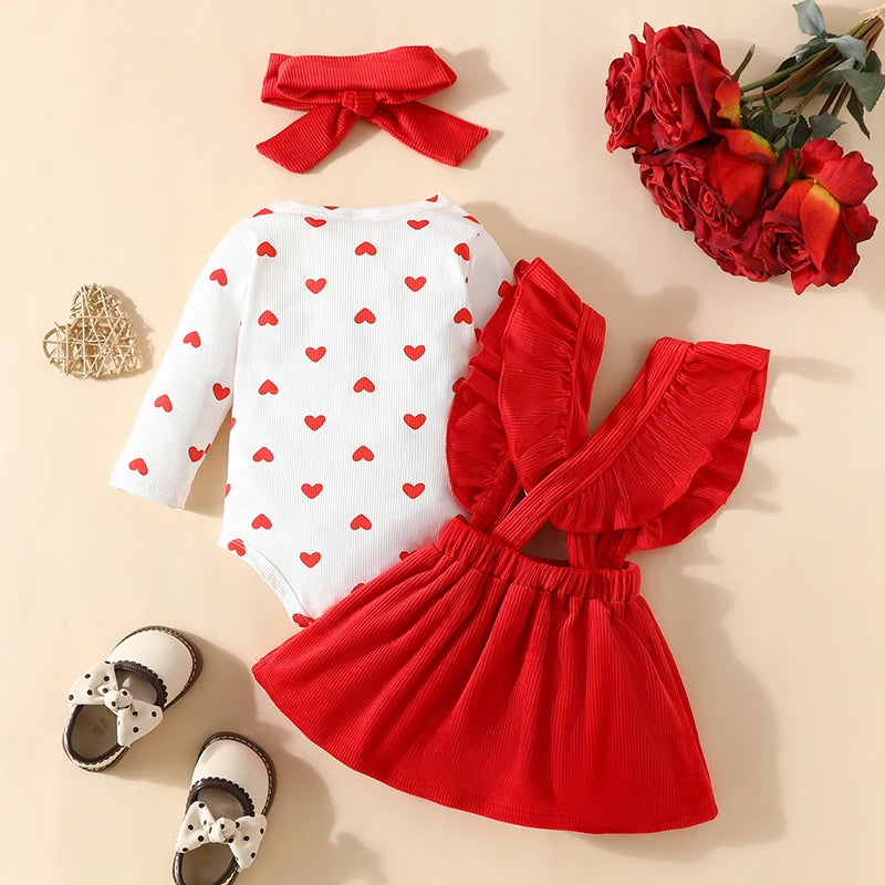 Ensemble bébé fille Saint-Valentin – Cœurs & douceur (3 pièces) | Adorable