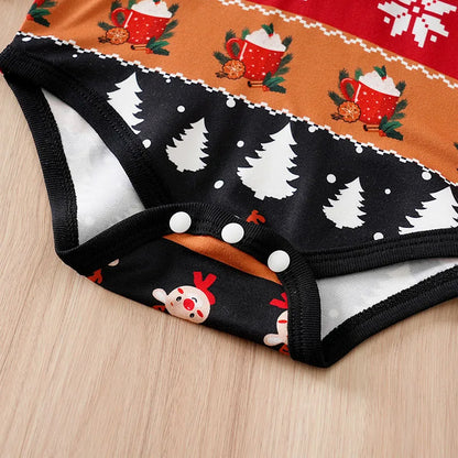 Ensemble Bébé Magie de Noël – Jumpsuit Graphique & Pantalon Rouge