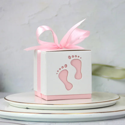 Boîtes Bonbons Empreintes Pieds Bébé Anniversaire Photo 10 Pcs
