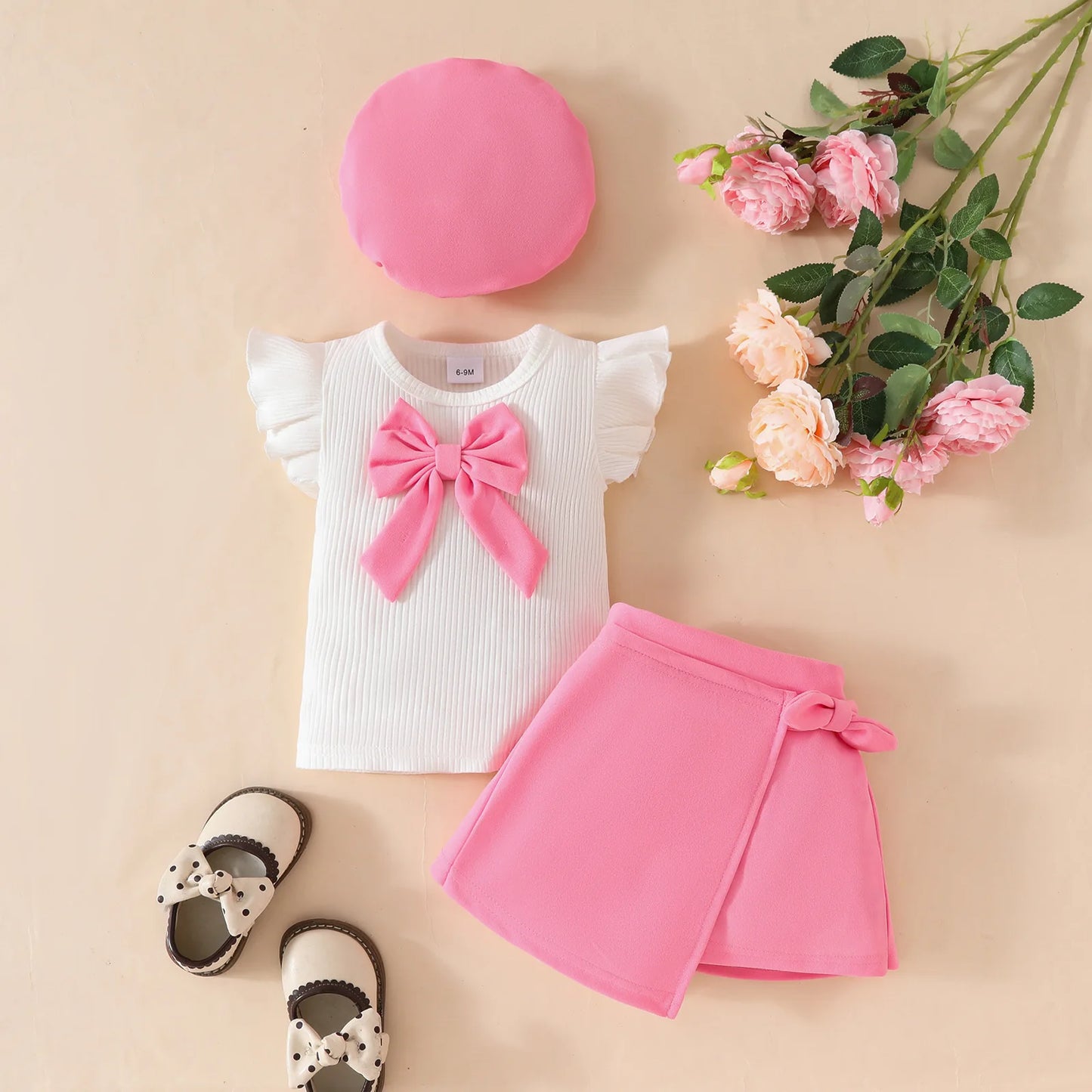Ensemble “Petit Chou Parisien” – Élégance rose et douceur coton