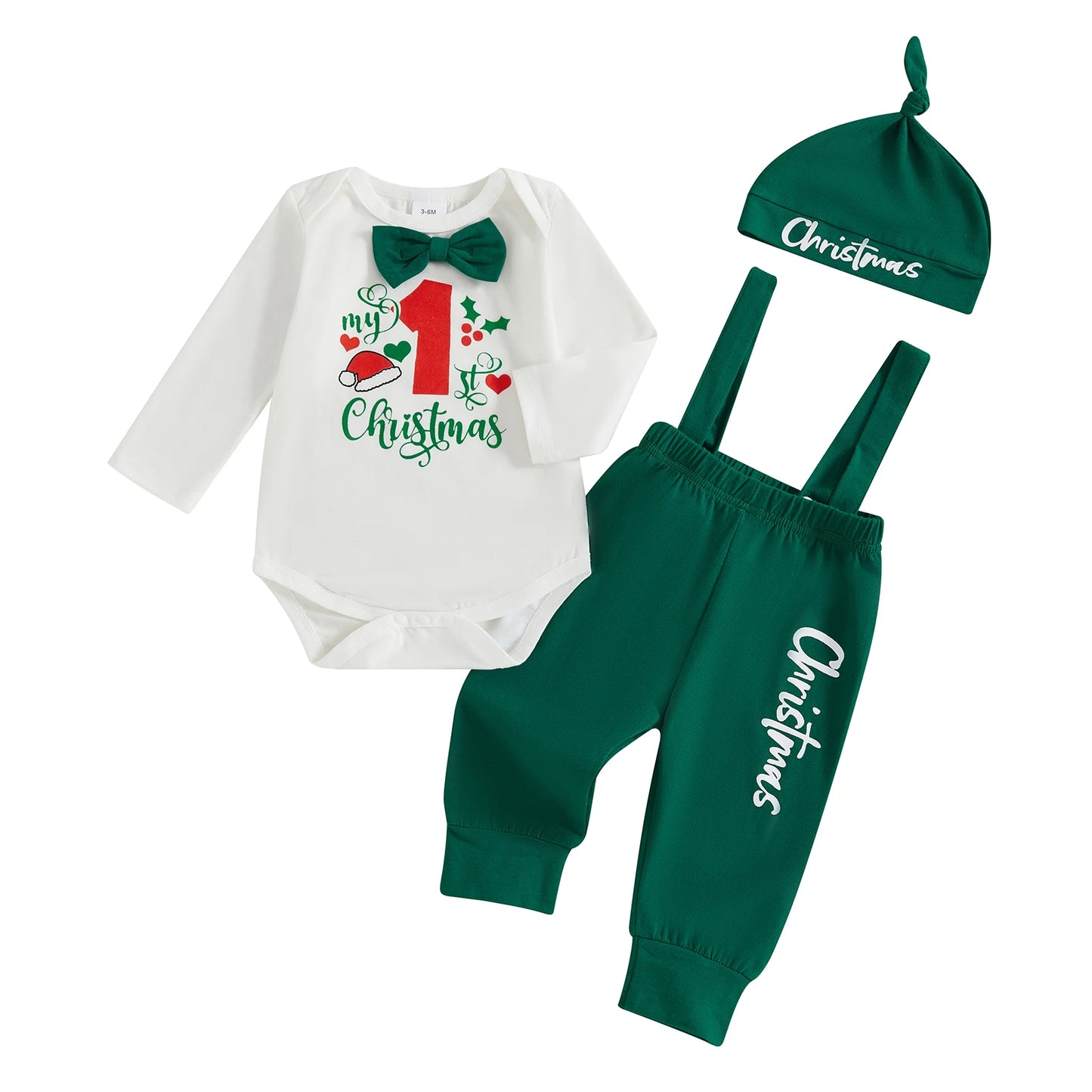 Set Bébé Spécial Noël – Body Illustré & Pantalon à Bretelles