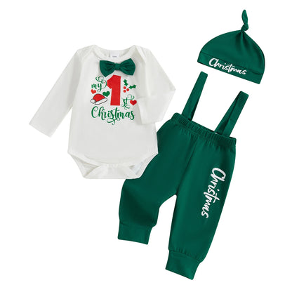 Set Bébé Spécial Noël – Body Illustré & Pantalon à Bretelles