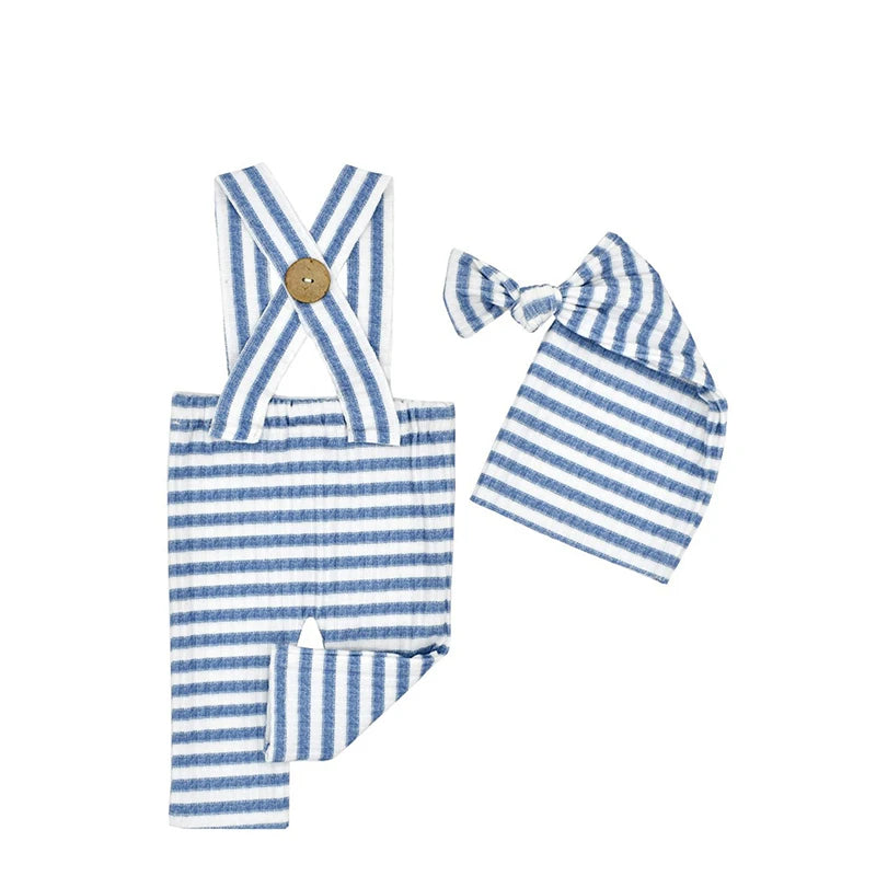 Ensemble photo nouveau-né rayé bleu & blanc | SouvenirDoux