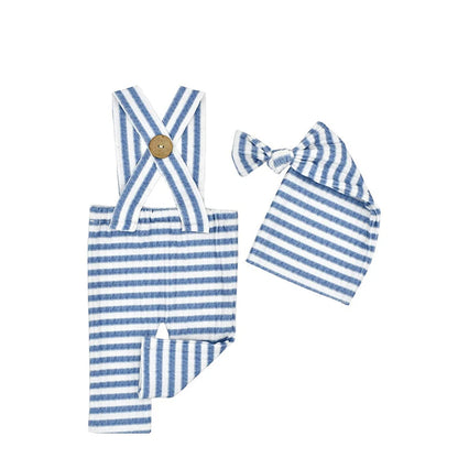 Ensemble photo nouveau-né rayé bleu & blanc | SouvenirDoux