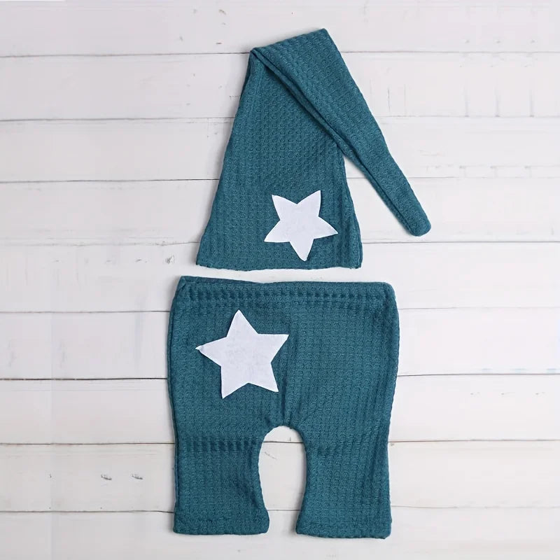 Ensemble photo nouveau-né étoile – Pantalon + bonnet à queue (2 pièces) | Féerique