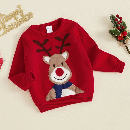 Pull Tricoté de Noël Enfant – Renne Mignon & Chaleur Hivernale