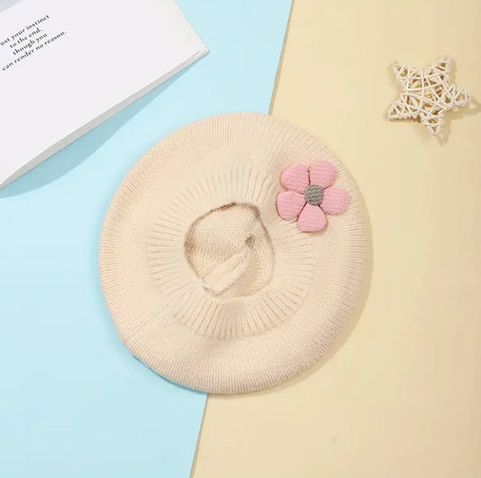 Bonnet Beige Fleuri Douceur Parisienne – Bébé fille