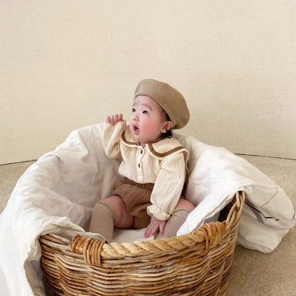 Ensemble Vêtement Bébé Coton Chic Col Kaki et Bloomer™