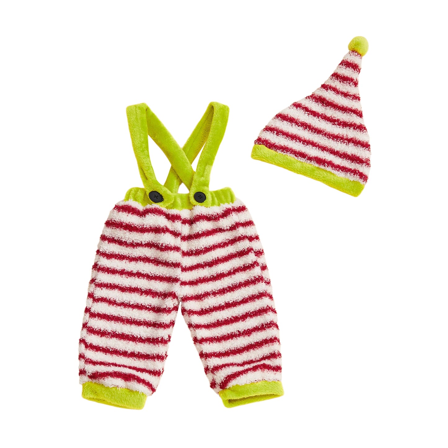 Ensemble Lutin Doux – Salopette Rayée & Bonnet de Noël Ultra Douillet