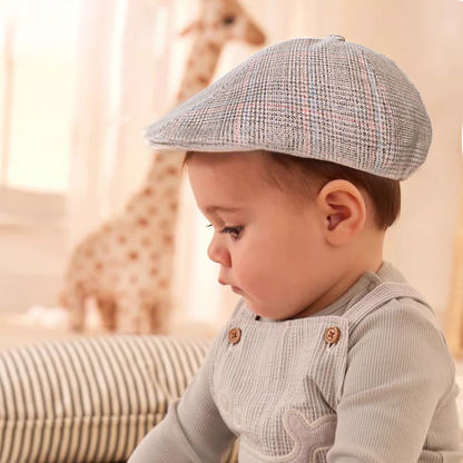 Casquette Classique « Petit Gentleman » – Béret à carreaux en coton doux| Élégant