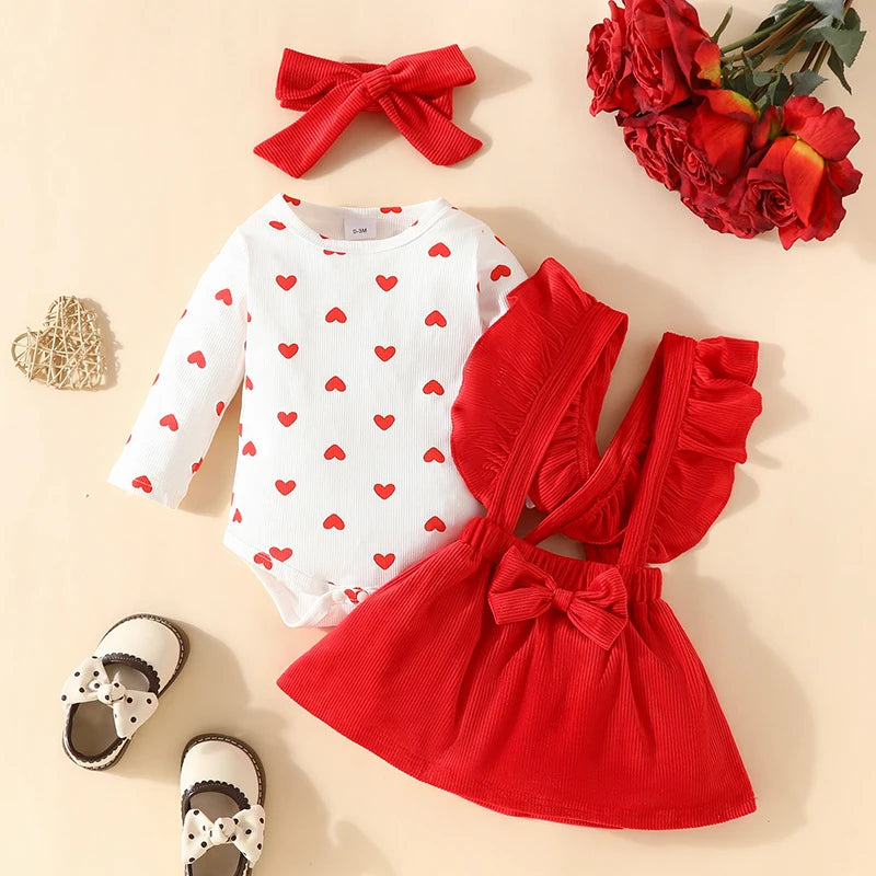 Ensemble bébé fille Saint-Valentin – Cœurs & douceur (3 pièces) | Adorable