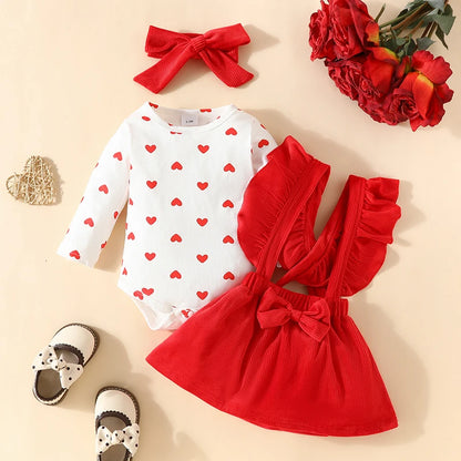 Ensemble bébé fille Saint-Valentin – Cœurs & douceur (3 pièces) | Adorable