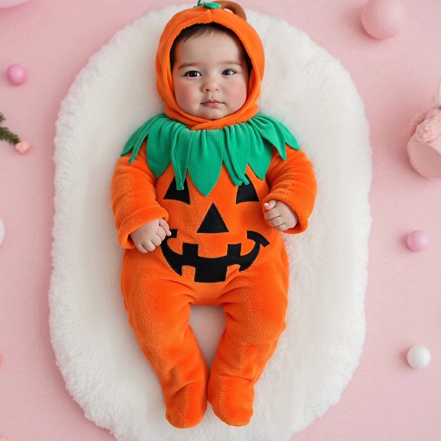 Barboteuse Citrouille Halloween avec Chapeau