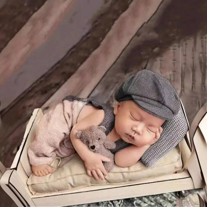 Ensemble Gris (Romper + Béret) – Look Chic Studio Bébé™