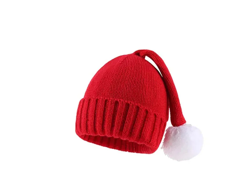 Bonnet de Noël bébé avec pompon – Rouge classique