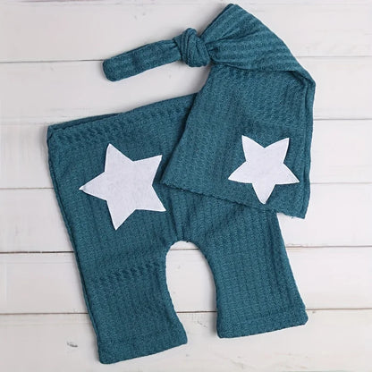 Ensemble photo nouveau-né étoile – Pantalon + bonnet à queue (2 pièces) | Féerique