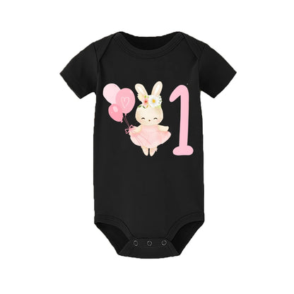 Body Bébé "Mon 1 An Magique" - Lapin Ballons & Photos Souvenirs™