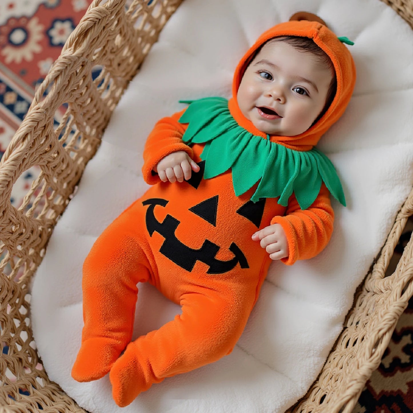 Barboteuse Citrouille Halloween avec Chapeau
