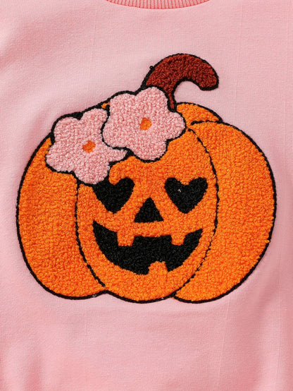 Barboteuse Citrouille Rose d'Automne + Bandeau - Bébé pour toujours