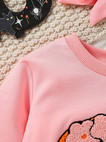 Barboteuse Citrouille Rose d'Automne + Bandeau - Bébé pour toujours