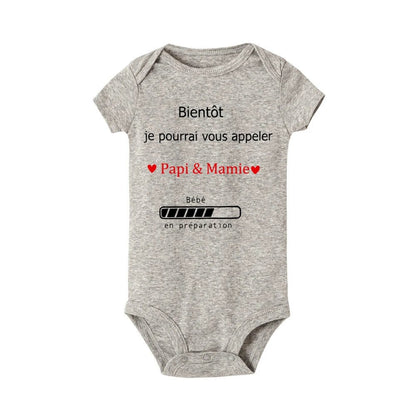 Body annonce grossesse “Bientôt je pourrai vous appeler Papi & Mamie” – Bébé en préparation - Bébé pour toujours