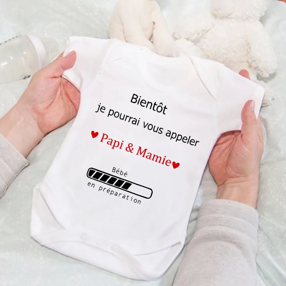 Body annonce grossesse “Bientôt je pourrai vous appeler Papi & Mamie” – Bébé en préparation - Bébé pour toujours