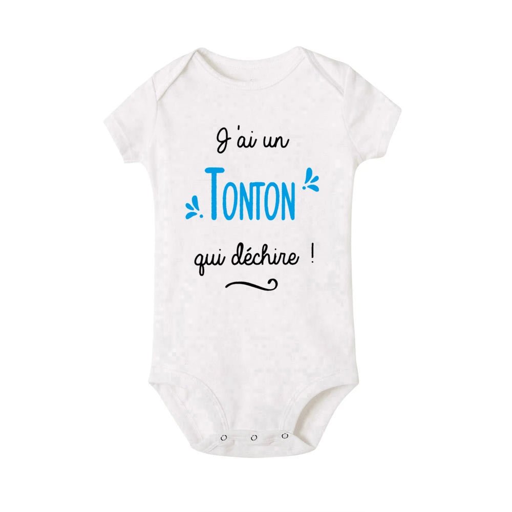 Body bébé “J’ai un Tonton qui déchire !” – Cadeau rigolo et plein d’amour pour oncle et neveu/nièce - Bébé pour toujours