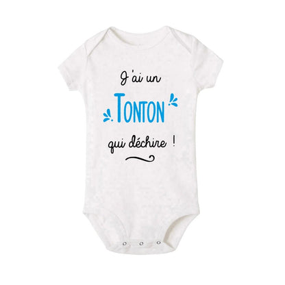 Body bébé “J’ai un Tonton qui déchire !” – Cadeau rigolo et plein d’amour pour oncle et neveu/nièce - Bébé pour toujours