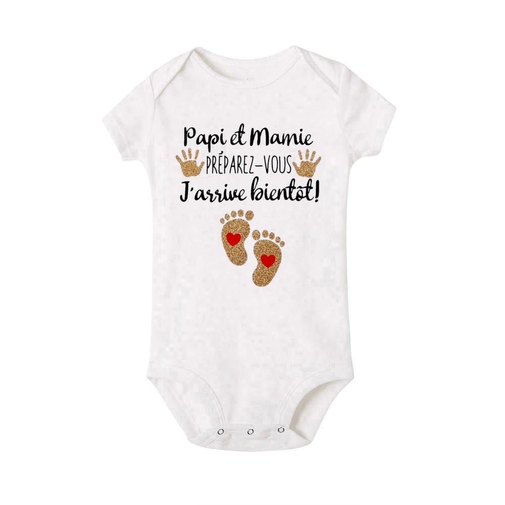Body humour annonce grossesse – “Papi et Mamie, préparez - vous... j’arrive bientôt !” – Cadeau drôle et attendrissant - Bébé pour toujours