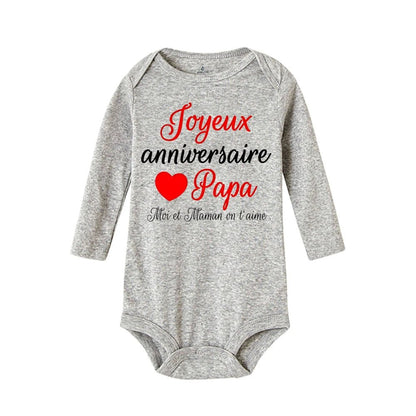 Body Manche Longue Joyeux Anniversaire Papa - Bébé pour toujours