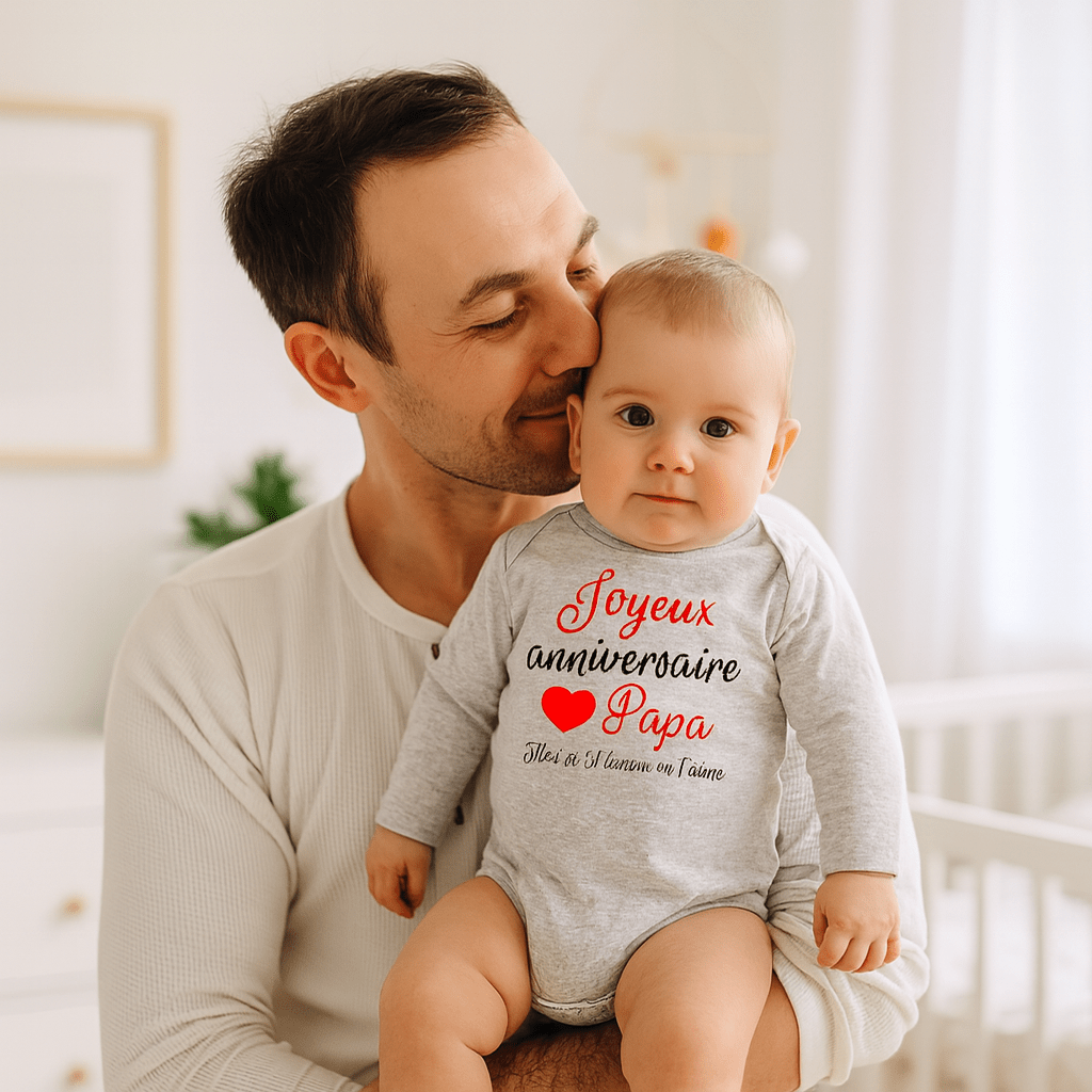 Body Manche Longue Joyeux Anniversaire Papa - Bébé pour toujours