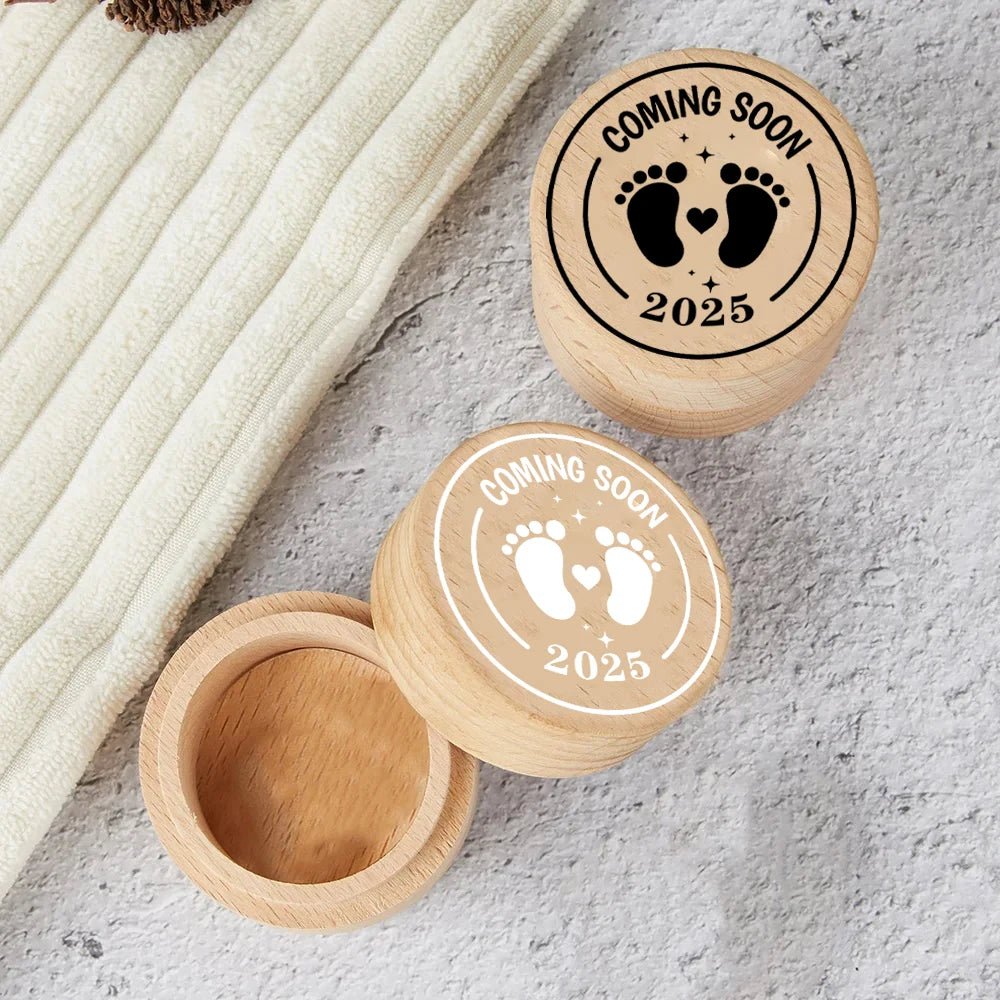 Boîte Cordon Ombilical Bois Personnalisable - Bébé pour toujours