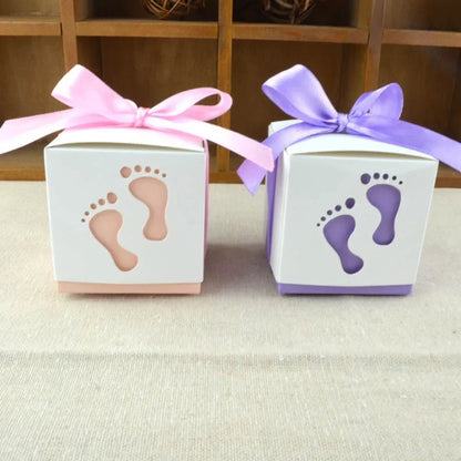 Boîtes Bonbons Empreintes Pieds Bébé Anniversaire Photo 10 Pcs - Bébé pour toujours