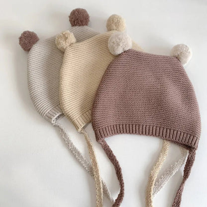 Bonnet Bébé d'Hiver à Pompons - Bébé pour toujours