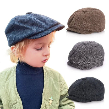 Casquette rétro bébé "Petit Parisien" – Style Octogonal Unisexe en Coton et Lin - Bébé pour toujours