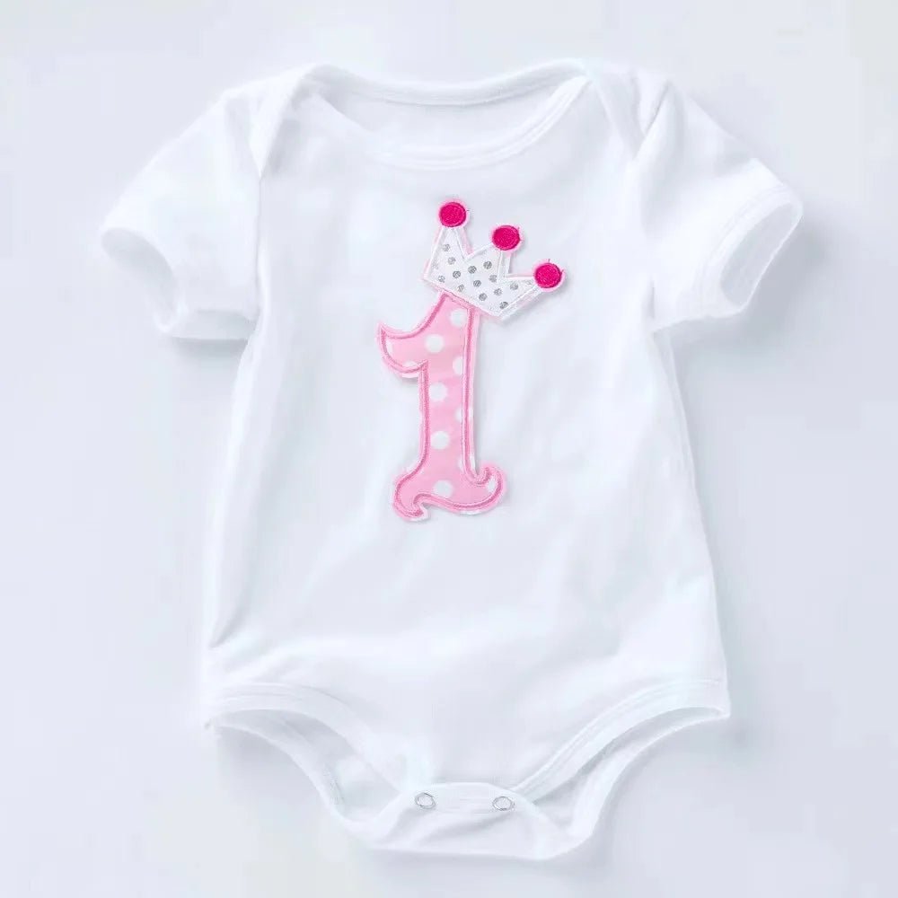 Ensemble 1er Anniversaire Bébé – Body “1 Licorne” + Jupe Tutu Arc - en - ciel + Bandeau - Bébé pour toujours