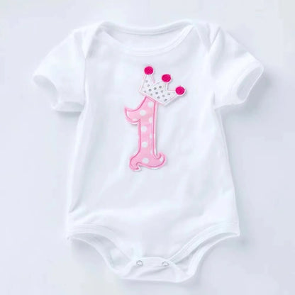 Ensemble 1er Anniversaire Bébé – Body “1 Licorne” + Jupe Tutu Arc - en - ciel + Bandeau - Bébé pour toujours