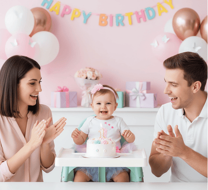 Ensemble 1er Anniversaire Bébé – Body “1 Licorne” + Jupe Tutu Arc - en - ciel + Bandeau - Bébé pour toujours